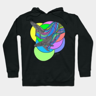 Whale Duo swimming through Circles Hoodie